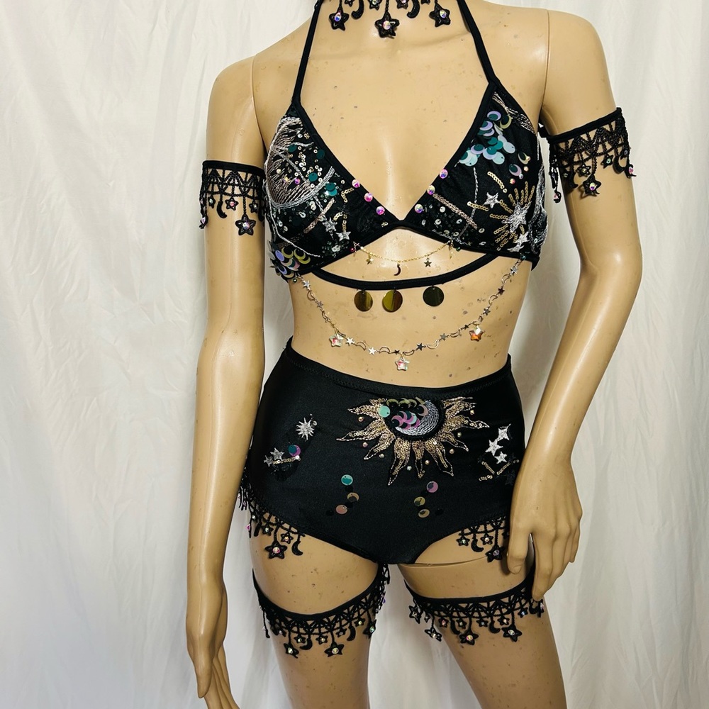 - Stars and Moons Galaxy Celestial Rave  Festival Outfit